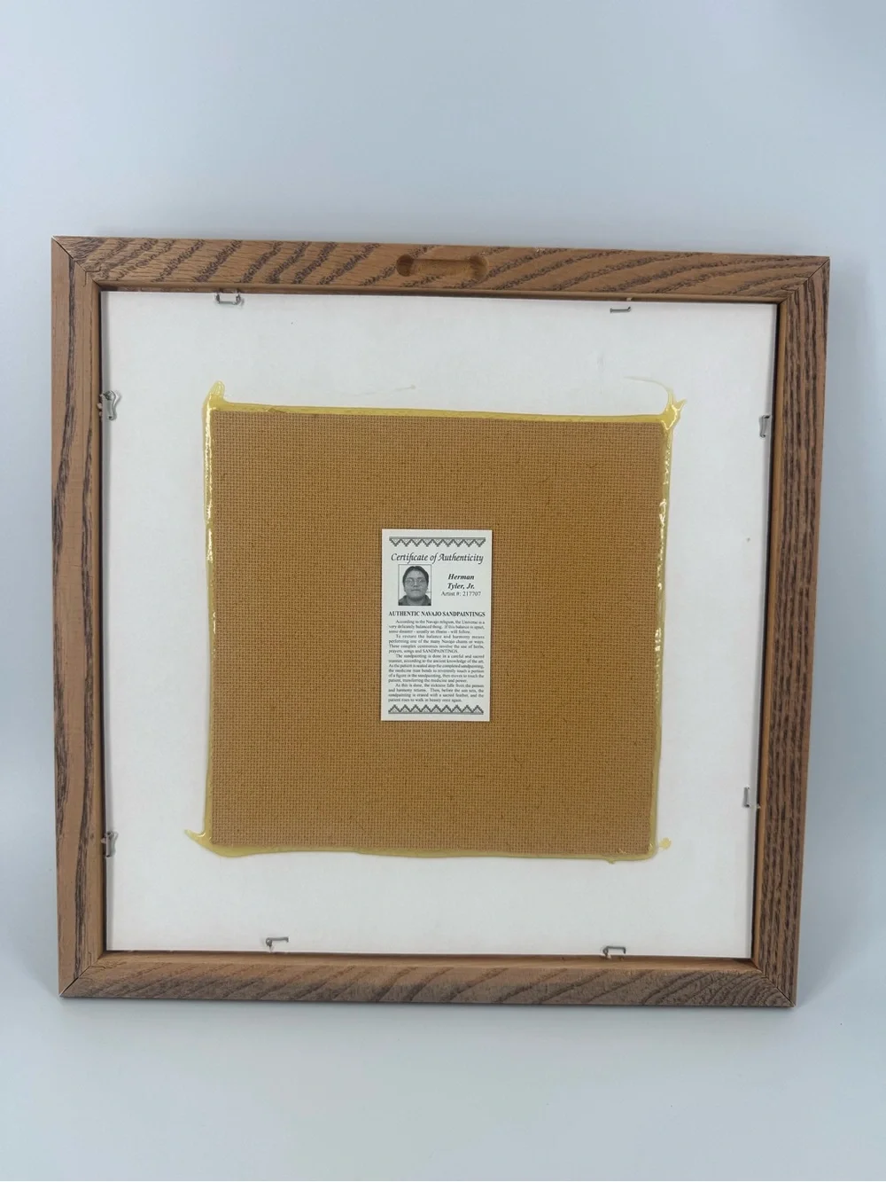 Herman Tyler Jr Authentic Navajo Sandpainting Framed Pottery Kokopelli 14X14 EUC